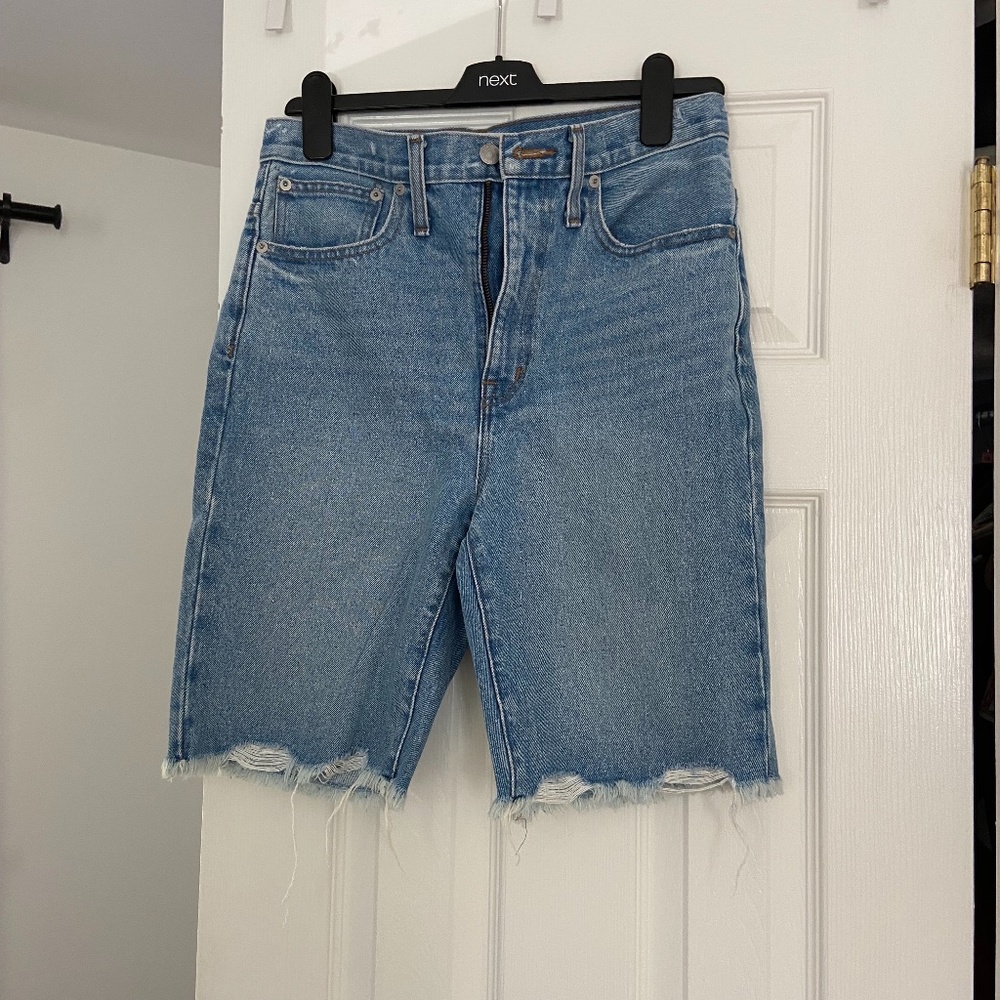 Madewell  High Rise Long Denim Shorts (distressed)